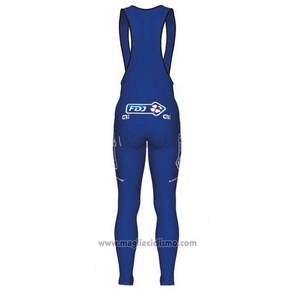 2017 Abbigliamento Ciclismo FDJ Blu e Bianco Manica Lunga e Salopette